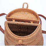 Handmade Boho Straw Backpack