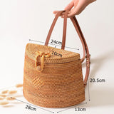 Handmade Boho Straw Backpack