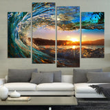 Limited Edition Beach Waves 4-Piece Canvas Painting (Framed)