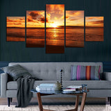 Limited Edition Seaside Sunset, 5-Piece Canvas Painting