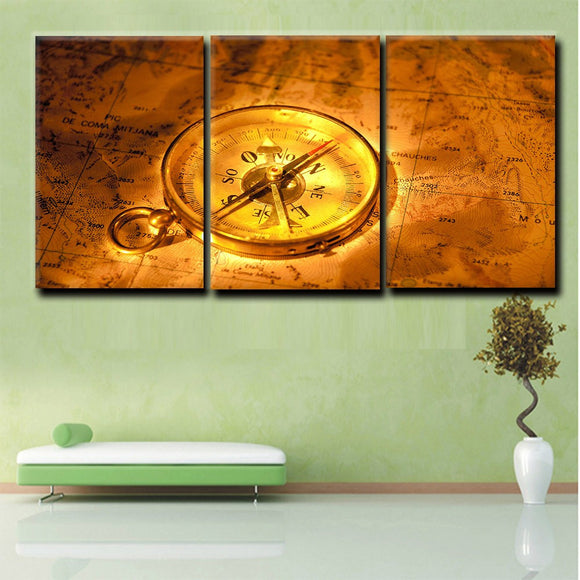 Limited Edition Golden Compass 3-Piece Canvas Painting