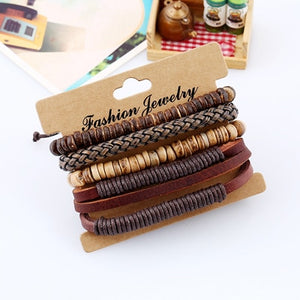 Men's Vintage Styled Leather Bracelet Sets