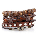 Men's Vintage Styled Leather Bracelet Sets