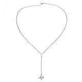 Dainty Airplane Pendant Necklace- Rose Gold, black, or silver