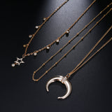 Crescent Moon And Star Crystal Pendant