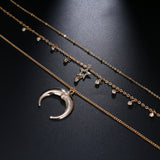 Crescent Moon And Star Crystal Pendant