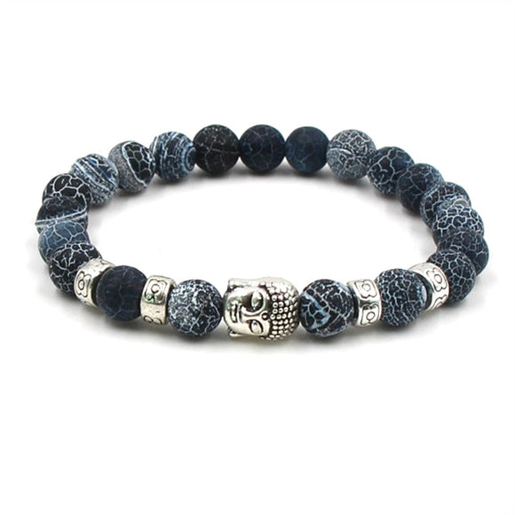 Buddha Bracelet With Distressed Lava Stone Beads