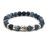 Buddha Bracelet With Distressed Lava Stone Beads