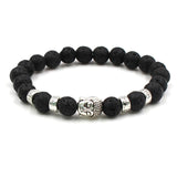 Buddha Bracelet With Distressed Lava Stone Beads