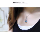 Love in a bottle Blue Heart Crystal Pendant Necklace