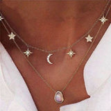 Opal Moon & Star Choker Necklace