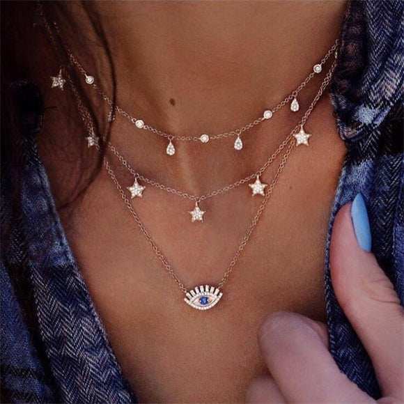 Whimsical multi-layer Star/ Moon Necklaces