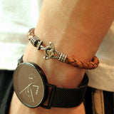 Men's Leather Anchor Bracelet