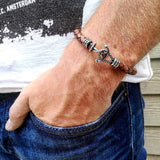 Men's Leather Anchor Bracelet