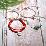 Natural Cowrie Shell Anklet Set; Beaded Lotus And Turtle