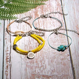 Natural Cowrie Shell Anklet Set; Beaded Lotus And Turtle