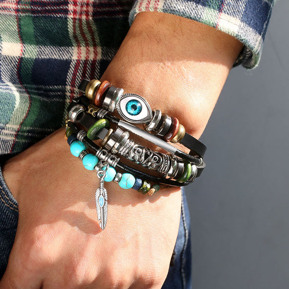 Men's Natural Turquoise Wrap Bracelet