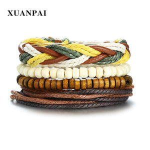 Men's Multi-layer Braided and Leather bracelet set