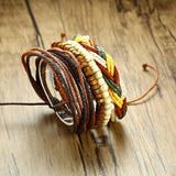 Men's Multi-layer Braided and Leather bracelet set