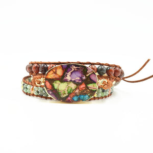 Natural Stone Leather Wrap Bracelets