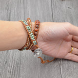 Natural Stone Leather Wrap Bracelets