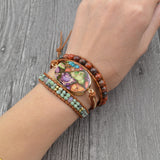 Natural Stone Leather Wrap Bracelets