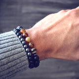 Men's Black Mantra Natural Stone Bracelet