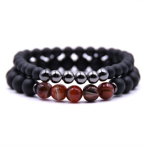 Men's Black Mantra Natural Stone Bracelet