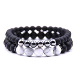 Men's Black Mantra Natural Stone Bracelet