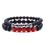 Men's Black Mantra Natural Stone Bracelet